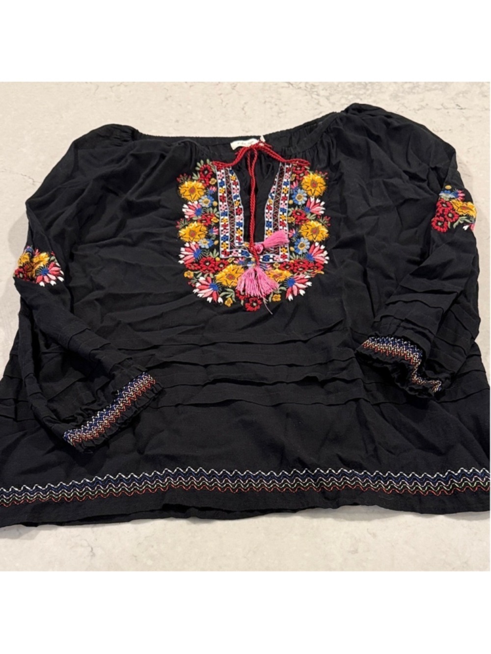 Kyla Seo Black Embroidered Top Women's Large